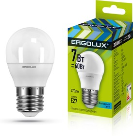 Ergolux LED-G45-7W-E27-4K (Эл.лампа светодиодная Шар 7Вт E27 4500K 172-265В)