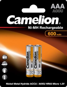 Camelion AAA- 600mAh Ni-Mh BL-2 (NH-AAA600BP2, аккумулятор,1.2В)