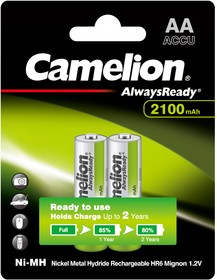 Camelion Always Ready AA- 2100mAh Ni-Mh BL-2 (NH-AA2100ARBP2, аккумулятор, 1.2В)