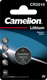 Фото 1/4 Camelion CR2016 BL-1 (CR2016-BP1, батарейка литиевая,3V)