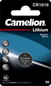 Фото 1/2 Camelion CR1616 BL-1 (CR1616-BP1, батарейка литиевая,3V)