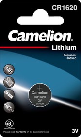 Фото 1/3 Camelion CR1620 BL-1 (CR1620-BP1, батарейка литиевая,3V)