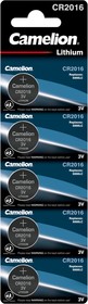 Camelion CR2016 BL-5 (CR2016-BP5, батарейка литиевая,3V)