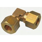 0102 04 00, Brass Pipe Fitting, 90° Compression Equal Elbow, Female to Female 4mm