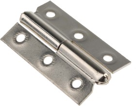 Фото 1/3 Steel Butt Hinge with a Lift-off Pin, Screw Fixing, 50mm x 30mm x 1.2mm