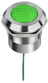 Q25Y5SXXG1AE, LED Indicator Q25 Series, Wire Lead, Fixed, Green, AC / DC, 24V