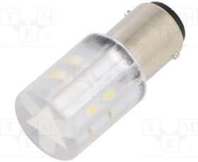 1856123W, Индикат.лампа: LED; BA15D,T20; белый; пластик; 230ВAC; 230ВDC