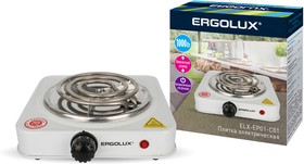 ERGOLUX ELX-EP01-C01 белая (электроплитка, 1 конф., спиральный нагр.эл.1000Вт, 220-240В)