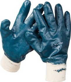 Фото 1/2 11272-L, ЗУБР HARD, L(9), с манжетой, маслобензостойкие, износостойкие, перчатки с нитриловым покрытием, Профессионал (11272-L)