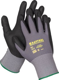 11285-XL, KRAFTOOL XL, эластичные, с покрытием из вспененного нитрила, перчатки для точных работ (11285-XL)