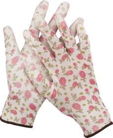 11291-L, GRINDA L, бело-розовые, прозрачное PU покрытие, 13 класс вязки, садовые перчатки (11291-L)