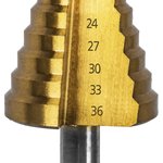 Сверло по металлу ступенчатое 9-36 мм шаг 3 мм TIN ПРОФИ 798-348