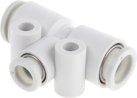 Фото 1/2 KQ2T08-06A, KQ2 Series Tee Tube-to-Tube Adaptor Push In 6 mm, Push In 8 mm to Push In 8 mm, Tube-to-Tube Connection Style