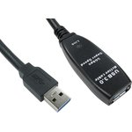 USB3-EXT-5MTR, USB 3.0 Cable, Male USB A to Female USB A USB Extension Cable, 5m