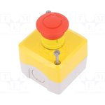 XALK178E, Emergency Off Switch, Enclosure Red / Yellow / Grey, ø22mm, 600V, 1NO + 1NC