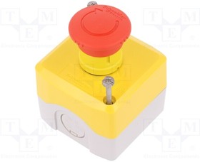 XALK178E, Emergency Off Switch, Enclosure Red / Yellow / Grey, ø22mm, 600V, 1NO + 1NC