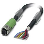1430129, Female 12 way M12 to Sensor Actuator Cable, 1.5m