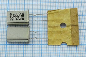Фото 1/2 Кварцевый резонатор 4190 кГц, корпус HC49U-LWF, нагрузочная емкость 18 пФ, точность настройки 30 ppm, марка SA[SUNNY], 1 гармоника, (SUNNY18