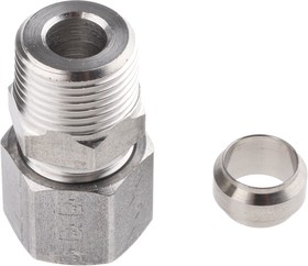 Фото 1/2 1805 10 17, Stainless Steel Pipe Fitting, Straight Hexagon Coupler, Male BSP 3/8in