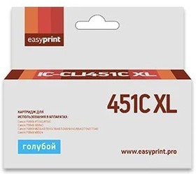 Фото 1/2 Easyprint CLI-451C XL Картридж IC-CLI451C XL для Canon PIXMA iP7240/MG5440/6340, голубой, с чипом