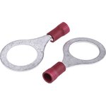 FV Insulated Ring Terminal, M12 Stud Size, 0.25mm² to 1.65mm² Wire Size, Red