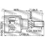 0211-t30r, ШРУС ВНУТРЕННИЙ ЗАДНИЙ 24x38x21 (NISSAN MURANO Z50 2002-2007) FEBEST