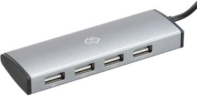 Фото 1/8 Разветвитель USB Digma (HUB-4U2.0-UC-DS) 4порт. серебристый