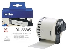 Фото 1/7 DK22205 - Белая бумажная клеящаяся лента Brother DK22205, ширина 62 мм (неразрезанная, рулон 30,48м)