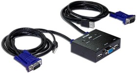 Фото 1/10 D-Link KVM-221/C1A 2-портовый KVM-переключатель с портами VGA и USB