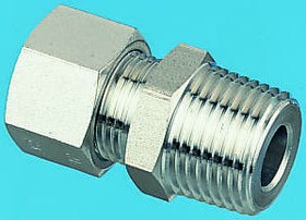 1805 12 14, LF3000 Series Straight Threaded Adaptor, NPT 1/4 Male to Push In 12 mm, Threaded-to-Tube Connection Style