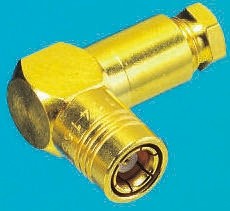 R114163000W, Plug Cable Mount SMB Connector, 50Ω, Clamp Termination, Right Angle Body