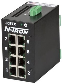 308TX, Industrial Ethernet Switch, RJ45 Ports 8, 100Mbps, Unmanaged