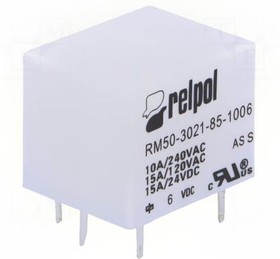 RM50-3021-85-1006, Реле электромагнитное, SPST-NO, Uобмотки 6ВDC, 10А, макс.277ВAC