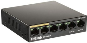 Фото 1/10 D-Link DSS-100E-6P/A1A Неуправляемый коммутатор с 6 портами 10/100Base-TX (4 порта PoE 802.3af/at, PoE-бюджет 55 Вт, дальность до 250 м)