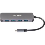 D-Link DUB-2340/A1A Концентратор с 4 портами USB 3.0 (1 порт с поддержкой режима быстрой зарядки), 1 портом USB Type-C/PD 3.0 и разъемом USB