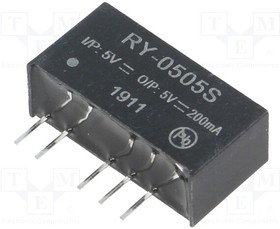 RY-0505S, Isolated DC/DC Converters - Through Hole 1W DC/DC 1kV REG 5Vin 5Vout