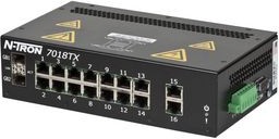 7018TX, Industrial Ethernet Switch, RJ45 Ports 16, Fibre Ports 2SFP, 1Gbps, Managed