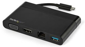 DKT30CHVCM, Multi-Port Adapter, USB-C Plug - HDMI Socket / RJ45 Socket / USB-A Socket / VGA Socket, Black