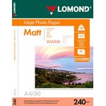0102090, Фотобумага LOMOND 240 г/м2 односторонняя матовая Warm A4 50л