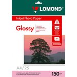 0102043, Фотобумага LOMOND Односторонняя Глянцевая, 150г/м2, A4 (21X29,7см) 25л ...