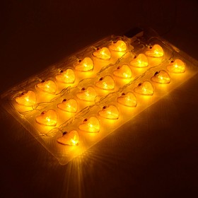 Фото 1/10 15-62 Гирлянда светодиодная "Сердце", 220V, 3 м, 20 ламп, золото/хром, шт