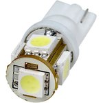 T10-WG-5SMD-W-12V, LED лампа белая T10 Wedge 5*SMD5050