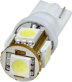 T10-WG-5SMD-W-12V, LED лампа белая T10 Wedge 5*SMD5050