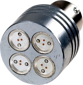 S25-RB-15S-4LED-4W-R, 12V, LED лампа красная S25 BA15S(D) Round Base 4W