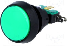 VAQ-9-10-24-G, Выключатель the green button with backlight LED 24V