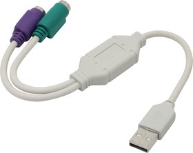 Переходник PS/2 (m) USB A(f) зеленый Зеленый