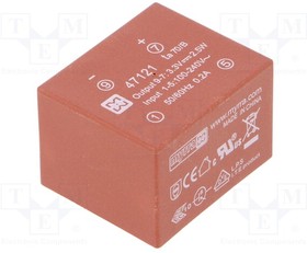 47121, AC/DC Power Supply Single-OUT 3.3V 0.75A 2.5W 4-Pin