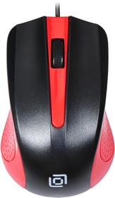 Фото 1/10 Мышь Оклик 225M черный/красный оптическая (1200dpi) USB для ноутбука (3but)