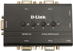 Фото 1/10 D-Link DKVM-4U/C2A 4-портовый KVM-переключатель с портами VGA и USB