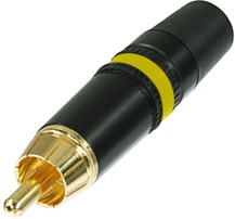 Rean NYS373-4 кабельный разъем RCA корпус черный хром, золоченые контакты, желтая маркировочная полоса
